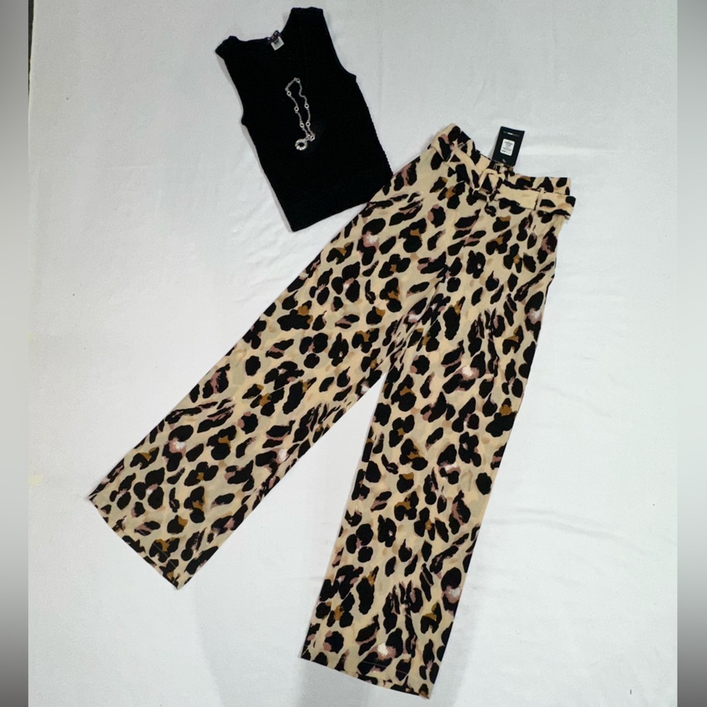 Fashion Nova Leopard Print Wide-Leg Pants